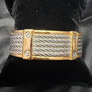 Gold and Silver Cable Hinged Bracelet